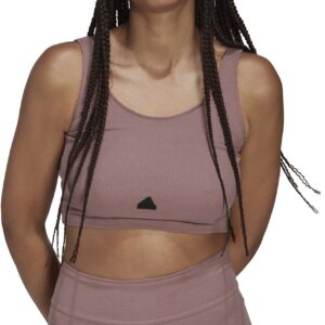 Adidas Rib Cropped Top Dame Brun