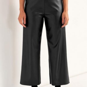 Ankellange bukser i læderimitation