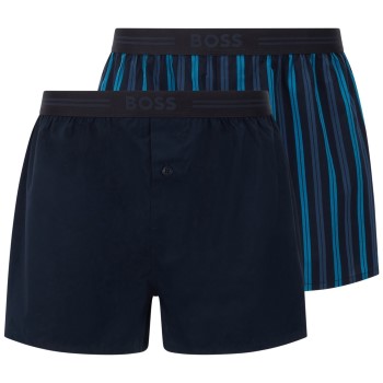 BOSS 2P Woven Boxer Shorts With Fly Blå/Lila bomuld Large Herre BOSS 2P Woven Boxer Shorts With Fly Blå/Lila bomuld Large Herre