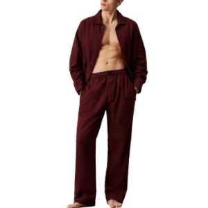 Calvin Klein Flannel Sleep Button Pant Set Male Vinrød bomuld Medium Herre