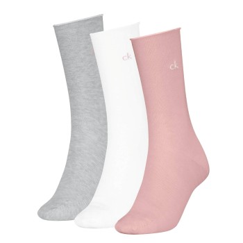 Calvin Klein Strømper 3P Classic Socks For Women Rosa/Grå Str 35/38 Dame Calvin Klein Strømper 3P Classic Socks For Women Rosa/Grå Str 35/38 Dame