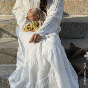 Cotton Dobby Dot Maxi Skirt