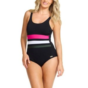 Damella Annabella Chlorine Resistent Swimsuit Sort/Rosa polyester 44 Dame