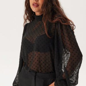 High Neck Dobby Blouse