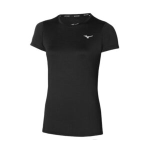 Mizuno Impulse Core SS Tee Str. L Sort Dame - Letvægts T-shirt til løb og træning