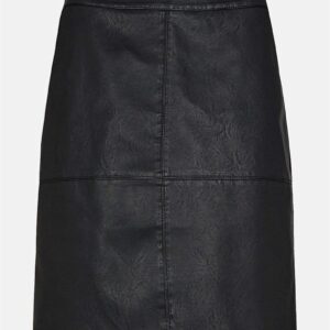 Nederdel med lommer og læderimitation