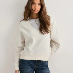 Nelly - Hvid - V Neck Barrel Sweat