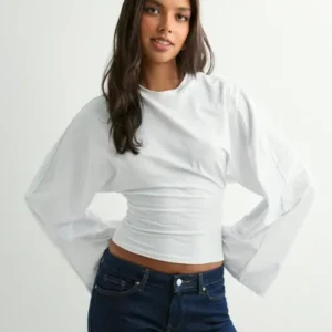 Nelly - Hvid - Wide Sleeve LS Top
