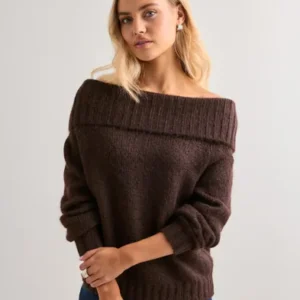 Only - Brun - Onlshine Ls Off Shoulder Cc Knt