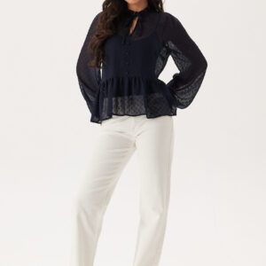 Peplum Dobby Dot Blouse