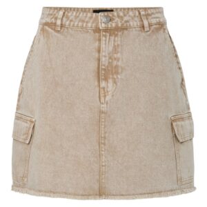 Pieces - Nederdel - Fay Mw Cargo Mini Denim Skirt - Sandshell