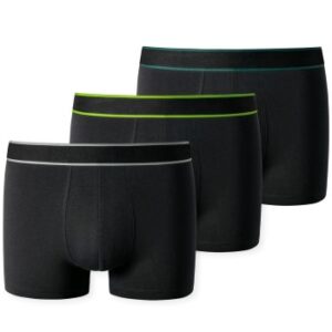 Schiesser 3P 95-5 Boxer Shorts Sort/Grøn bomuld Small Herre