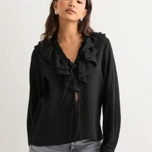 Vero Moda - Sort - Vmkausa Flounce Ls Top Wvn Ga
