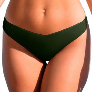 Wiki Low Cut Brazilian Bikini Brief Mørkgrøn Medium Dame