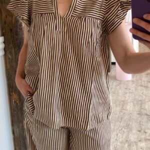 Continue - Top - Christel Small Stripe - Brown Small Stripe