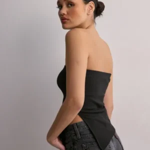 Nelly - Sort - Rib Tube Slit Top
