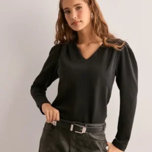 Selected Femme - Sort - Slffenja Ls V-Neck Top