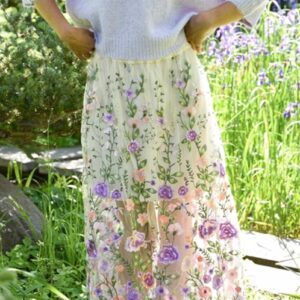 A-View - Nederdel - Fuschia skirt - Green/Purple (Levering slut januar)