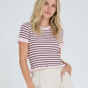 A-View - Top - Fabi Knit Top - Bordeaux/Rose (Levering slut januar)