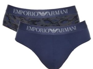 Armani Cotton Stretch Print Briefs 2P Blå Mønster bomuld Small Herre