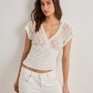 Nelly - Hvid - Lace Waist Focus Top