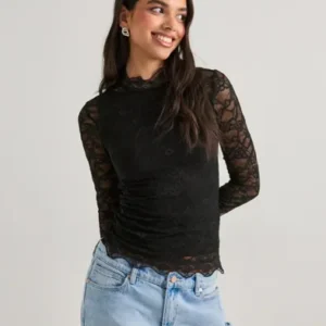 Nelly - Sort - Lace LS Top