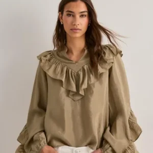 Neo Noir - Beige - Nula Flounce Crisp Blouse