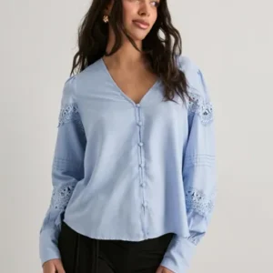 Vero Moda - Blå - Vmthea Ls Top Wvn Ga