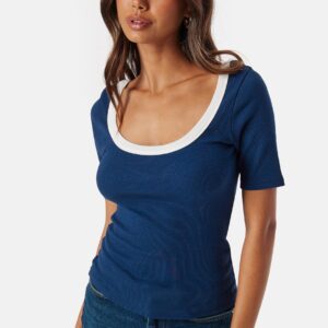 Contrast Rib Short Sleeve