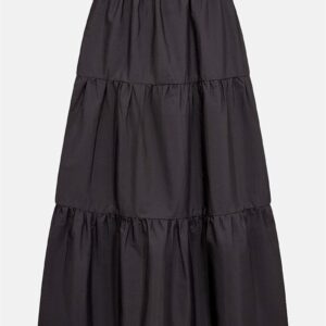 Ensfarvet, tætvævet volantnederdel