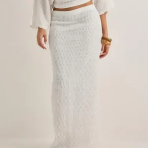 Nelly - Hvid - Elegant Structure Maxi Skirt