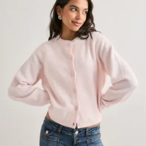Nelly - Pink - Fuzzy Knit Cardigan