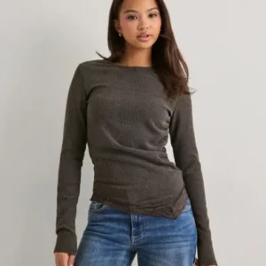 Vero Moda - Brun - Vmluna Ls Asm Lace Detail Top Jrs E
