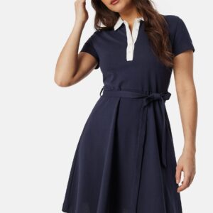 Contrast Collar Pique Dress