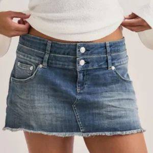 Nelly - Blå - Mini Double Waist Jeans Skirt