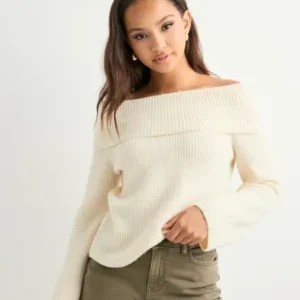 Vero Moda - Hvid - Vmaries Ls Offshoulder Pullover Bf