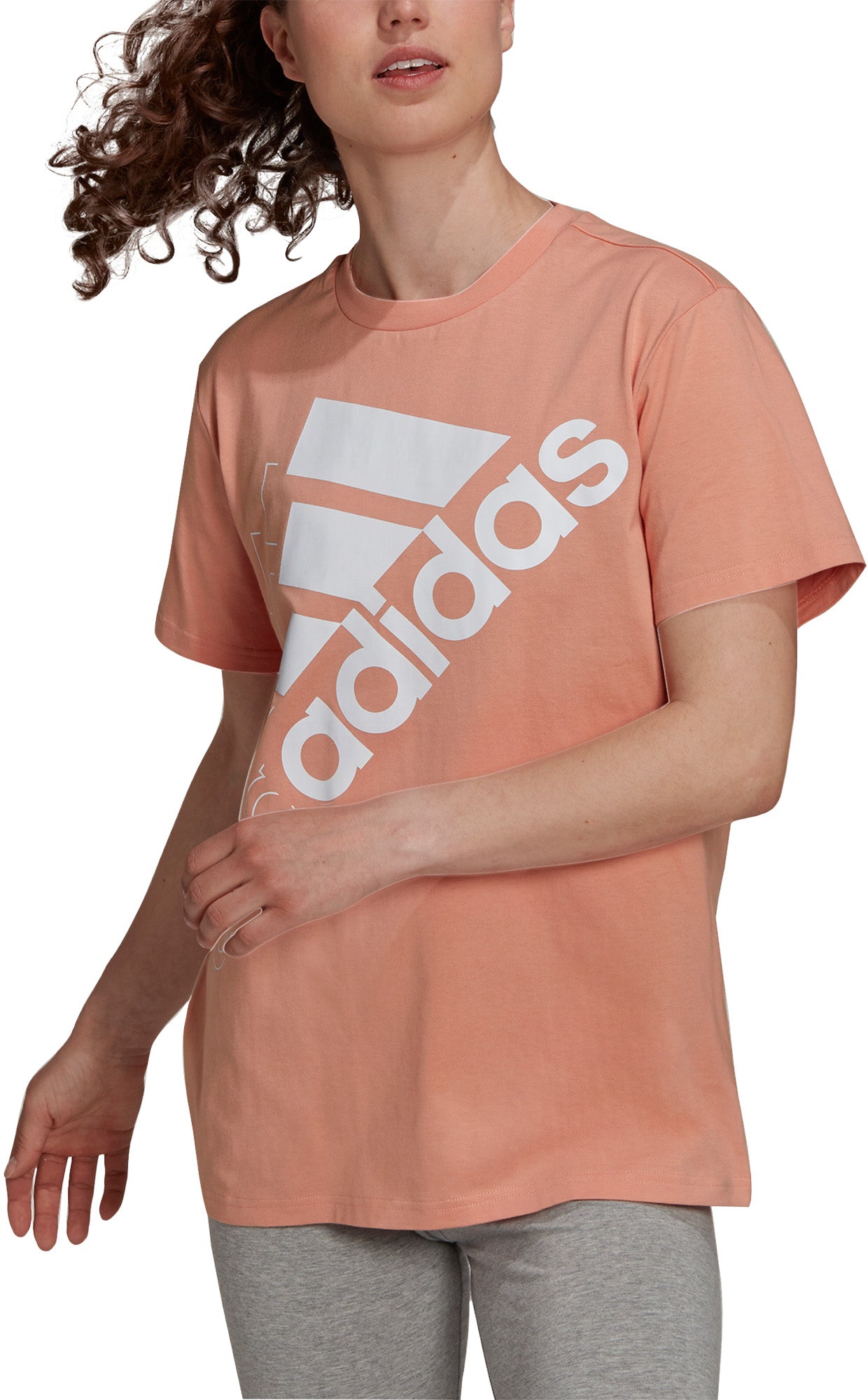 Adidas Brand Love Slanted Logo Boyfriend Tshirt Dame Xs Pink Adidas Brand Love Slanted Logo Boyfriend Tshirt Dame Xs Pink