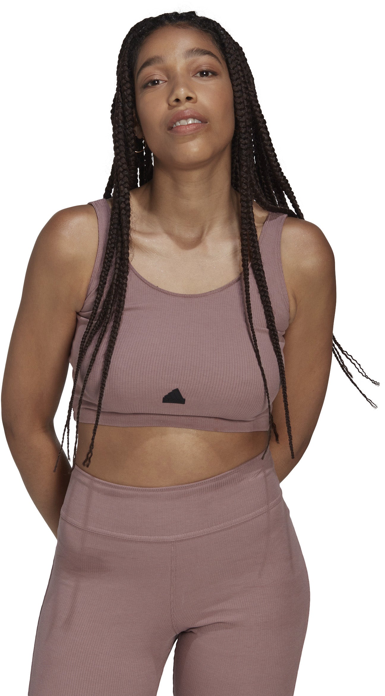 Adidas Rib Cropped Top Dame Xs Brun Adidas Rib Cropped Top Dame Xs Brun