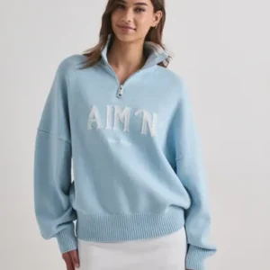 Aim'n - Blå - College Knitted Half Zip