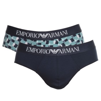 Armani Cotton Stretch Print Briefs 2P Marine/Ternet bomuld Small Herre Armani Cotton Stretch Print Briefs 2P Marine/Ternet bomuld Small Herre