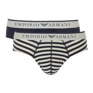 Armani Cotton Stretch Print Briefs 2P Sort Mønster bomuld Medium Herre
