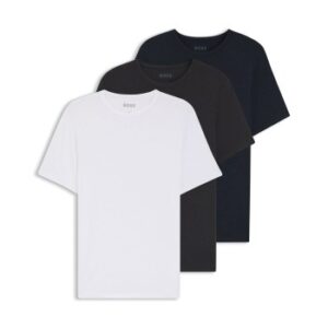 BOSS 3P Bamboo RN T-Shirt Sort/Marine/Hvid Bambus Small Herre
