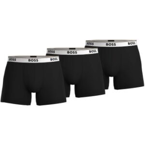 BOSS 3P Cotton Stretch Boxer Brief Long Sort/Hvid bomuld Small Herre
