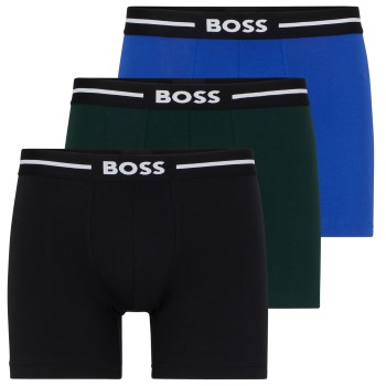 BOSS 3P Solid Cotton Bold Boxer Sort/Blå bomuld Small Herre BOSS 3P Solid Cotton Bold Boxer Sort/Blå bomuld Small Herre