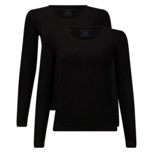 Bamboo basics 2P Lara Knitted Long Sleeve T-Shirt Sort Small Dame