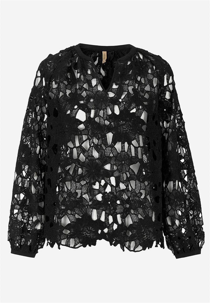Blondebluse med et blomstermønster Blondebluse med et blomstermønster