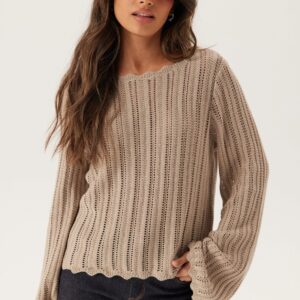Boat Neck Structure Knitted Sweater