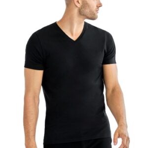 Bread and Boxers Cotton Stretch V-Neck T-shirt 2P Sort økologisk bomuld Small Herre