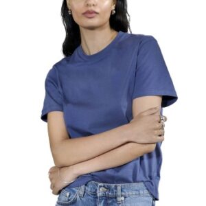 Bread and Boxers Crew Neck Regular Denimblå økologisk bomuld Small Dame
