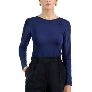 Bread and Boxers Long Sleeve Scoop Back Shirt Marineblå viskose Small Dame